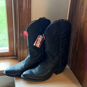 Tony Lama Vintage Mens Black Cowboy Boots